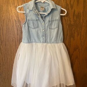 OshKosh B'gosh White and Blue Midi Sundress with Ruffled Tiered Skirt